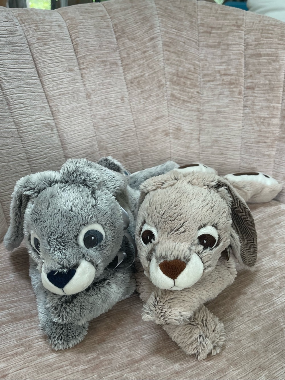 Pier 1 Imports (2) Gray Bunny Plush Rabbits Hard To Find Collectibles Stuffys